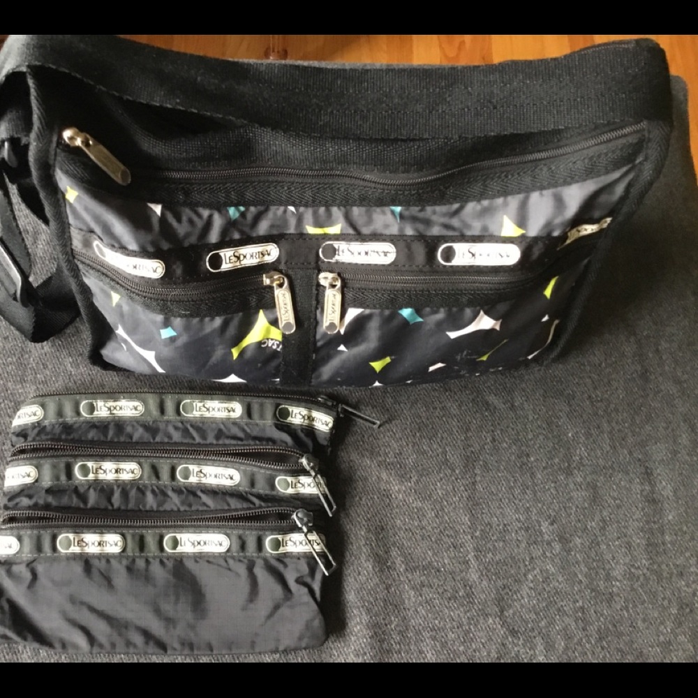 LeSportsac Large Bag and Makeup  Bag in Black